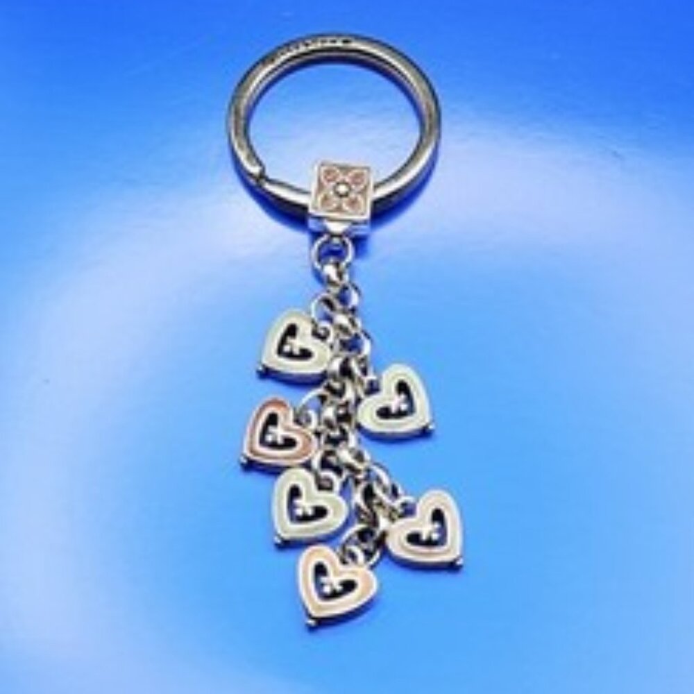 Retired Brighton Vienna Hearts Key Fob Multicolor Enamel Charm Keychain E11442